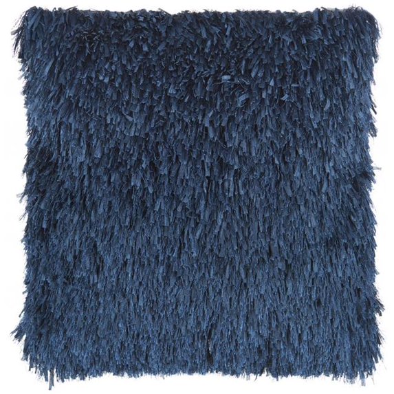Square Navy Shag Throw Pillow