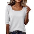 thumbnail image 1 of Square Neck Basic T Shirts Half Sleeve Tee Shirts Loose Casual Work Shirts Going Out Tops Half Sleeve Summer Work Blouse Basic Dressy T Shirts Loose Fit Lightweight Work Tops White 3Xl, 1 of 8