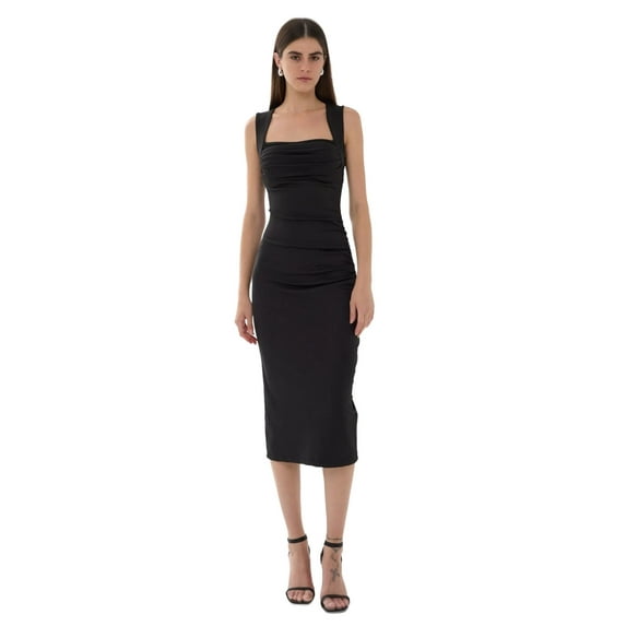 Square Neck Bodycon Midi Dress