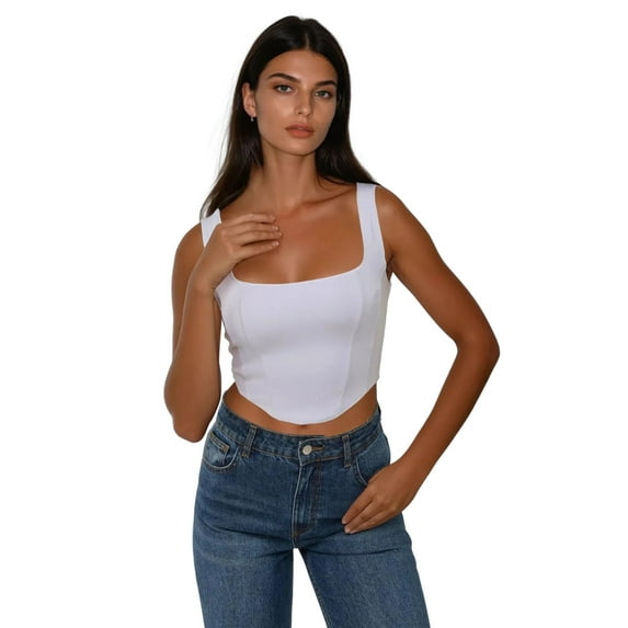 Square Neck Fitted Crop Top