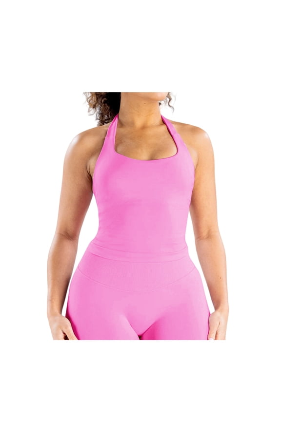 Square Neck Halter Tank Top Built-In Bra Padded Yoga Tank Top for Women