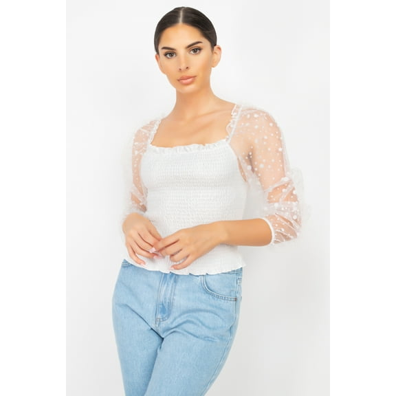Square Neck Smocking Top M