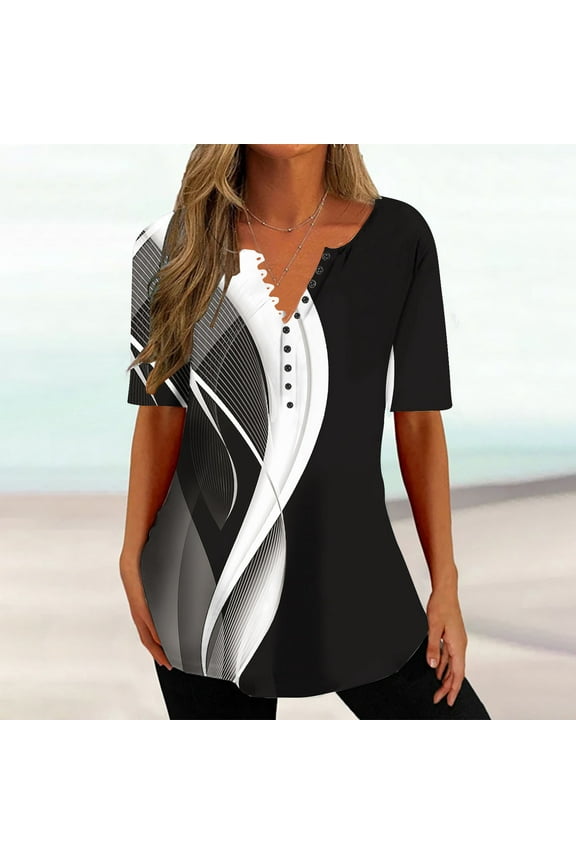 Square Neck Tops for Women Dressy Tunic Tshirts Notched Floral Pattern Tees Summer Fashion Ladies Blouse Short Sleeve Shirts