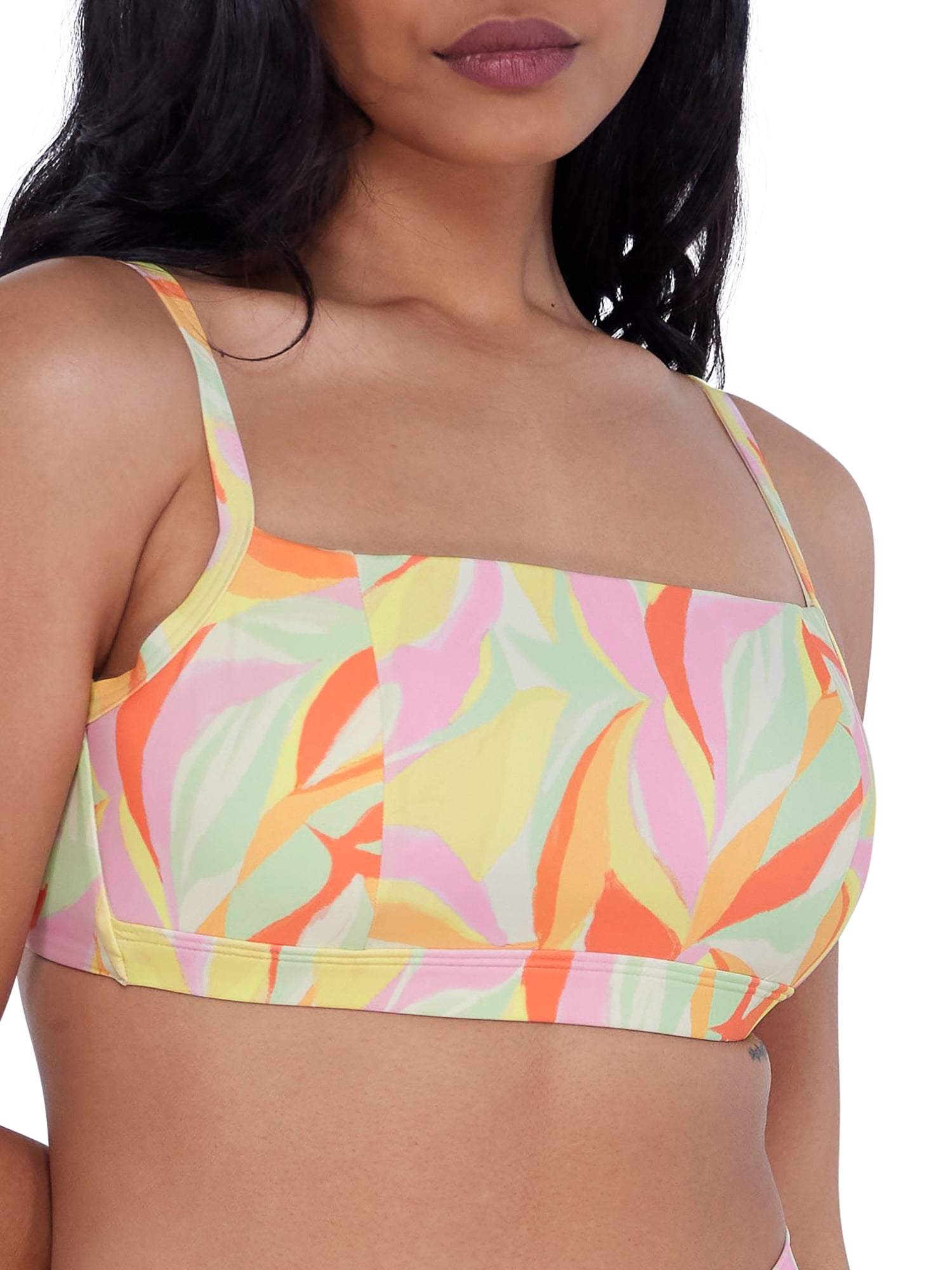 Tropical Square Neck Bralette Bikini Top
