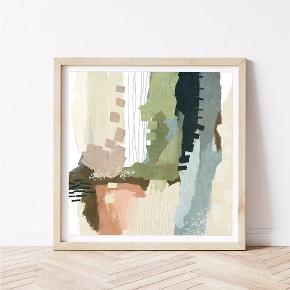 Square Neutral Blue Green Abstract Modern Painting Art Muted Colors Print Boho Abstract Wall Art, Modern Wall Decor, 30x30 UNFRAMED