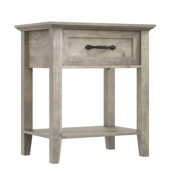 Square Nightstand, End Table with Storage Drawer for Living Room, Bedroom, Dorm, Side Table for Spaces, Easy Assembly, Grey