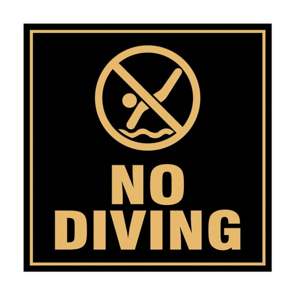 Square No Diving Sign (Black /Gold) - Small