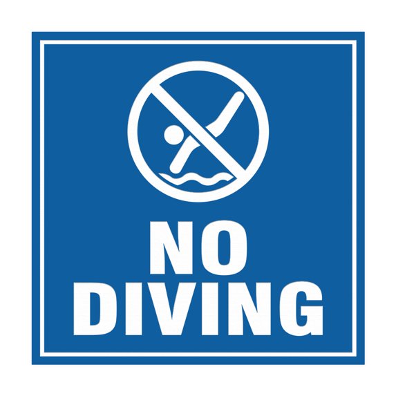 Square No Diving Sign (Blue) - Large