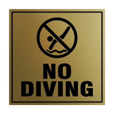 Square No Diving Sign (Brushed Gold) - Small