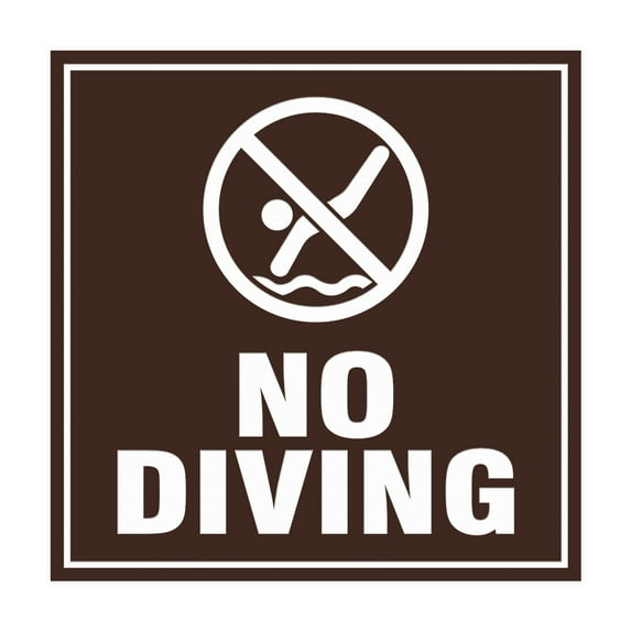 Square No Diving Sign (Dark Brown) - Large