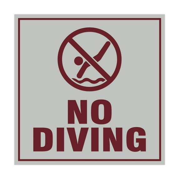 Square No Diving Sign (Light Grey / Burgundy) - Medium