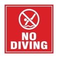 thumbnail image 1 of Square No Diving Sign (Red) - Large, 1 of 1