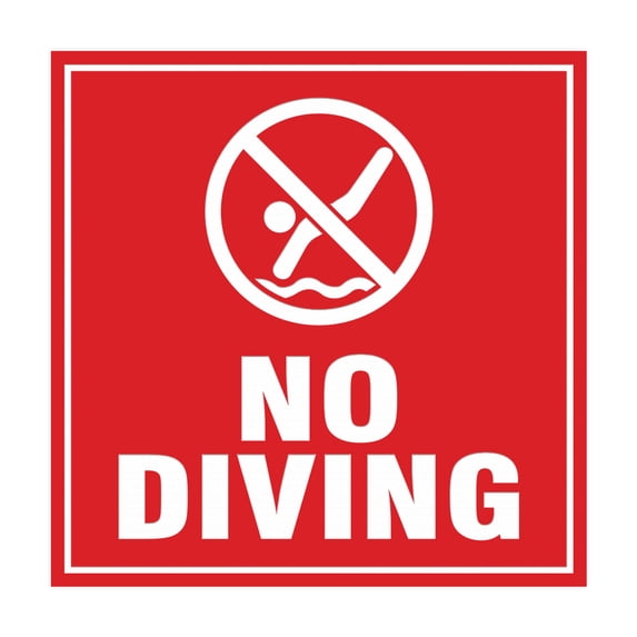 Square No Diving Sign (Red) - Medium