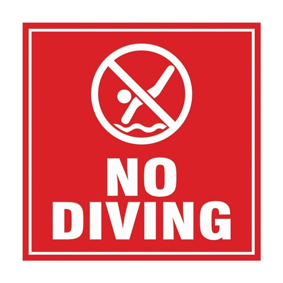 Square No Diving Sign (Red) - Small