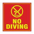 thumbnail image 1 of Square No Diving Sign (Red/Yellow) - Small, 1 of 1