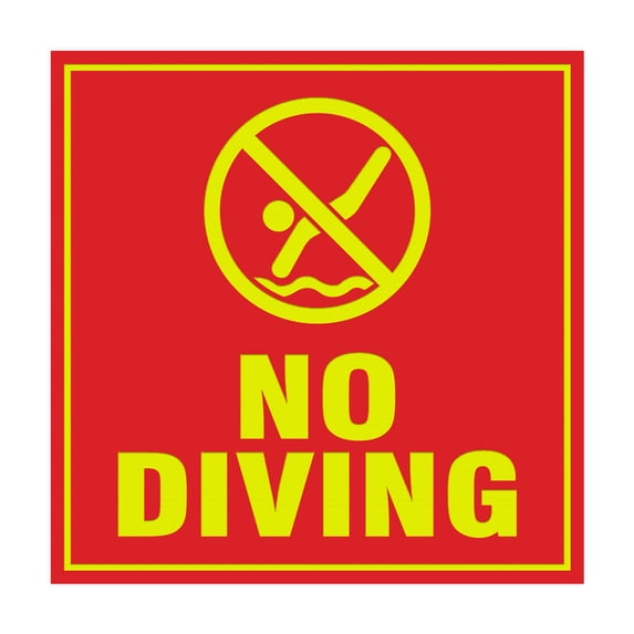 Square No Diving Sign (Red/Yellow) - Small