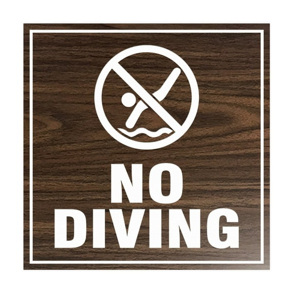 Square No Diving Sign (Walnut) - Large