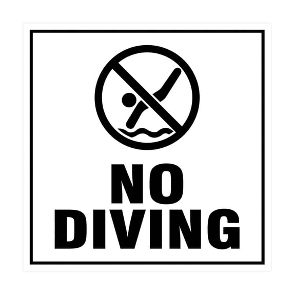 Square No Diving Sign (White) - Medium