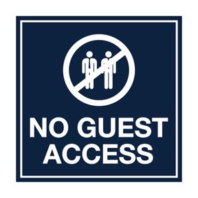Square No Guest Access Sign (Navy Blue / White) - Small