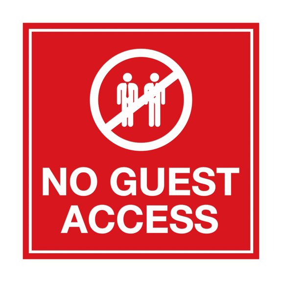 Square No Guest Access Sign (Red) - Small