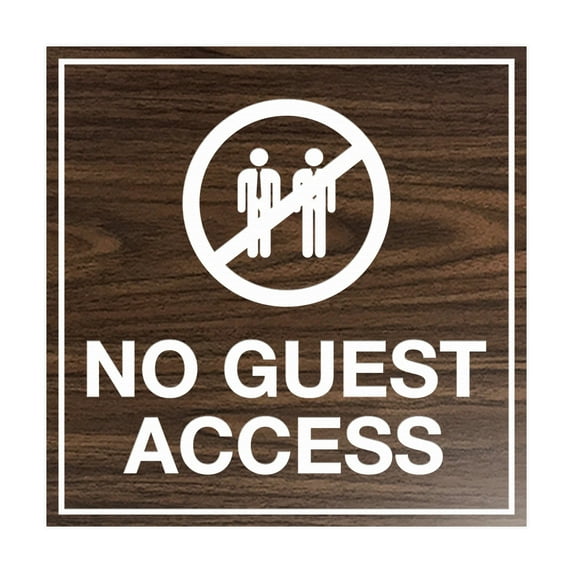 Square No Guest Access Sign (Walnut) - Small