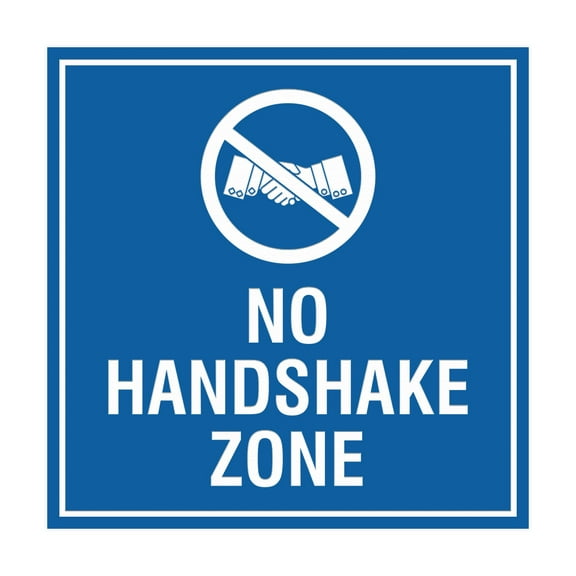 Square No Handshake Zone Sign (Blue) - Small