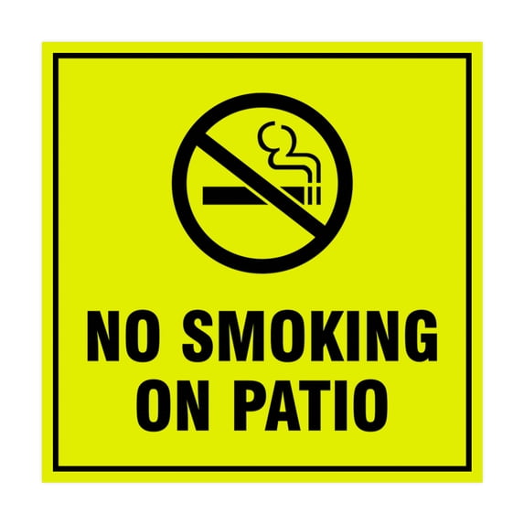 Square No Smoking on Patio Sign (Yellow / Black) - Medium