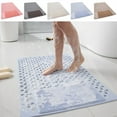 thumbnail image 1 of Square Non-Slip Bathroom Mat | Waterproof Shower & Tub Floor Mat | Anti-Skid Convex Texture + Suction Cups | Fast Drainage Holes | Hard-Brush Cleaning Zone | 40x70cm | Light Blue Pink White Gray, 1 of 6