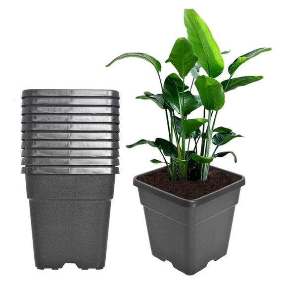 Square Nursery Pots Plant Pots Grow Pots Nursery Container Fit for Planting Soil Plants 5 Gallon 10Pcs