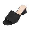 thumbnail image 1 of Square Open Toe Heeled Sandals for Women Low Block Chunky Heel Sandals Slip on Mules Comfortable Dress Shoes Black 8.5(41), 1 of 9