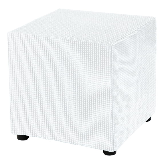 Square Ottoman Cover 18x18x18inch Polyester Ottoman Slipcovers, Cream