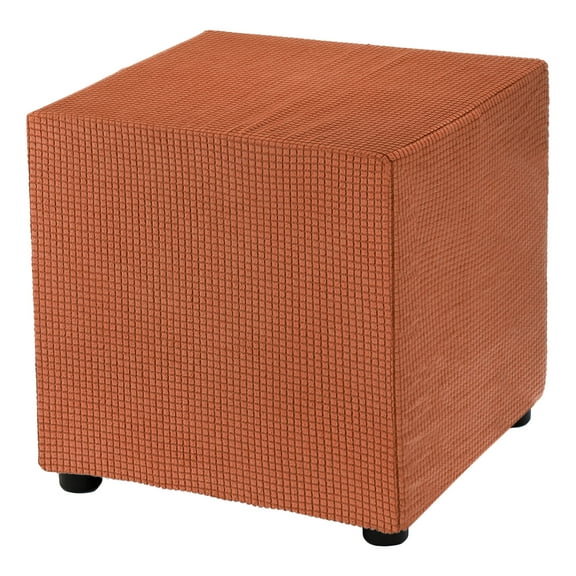 Square Ottoman Cover 18x18x18inch Polyester Ottoman Slipcovers, Orange