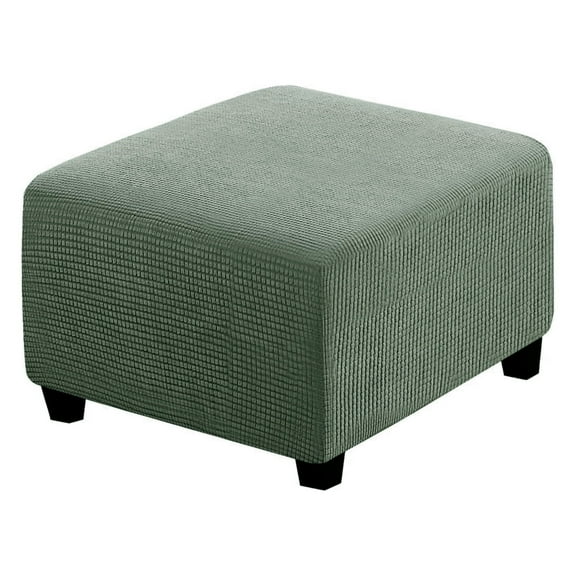 Square Ottoman Covers Ottoman Slipcovers Folding Storage Stool Furniture Protector Form Fit with Elastic Bottom, Stretch High Spandex Small Checks Jacquard Fabric Grass Green XL 35"- 44"