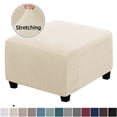 thumbnail image 1 of Yumcute Slipcovers, Folding Storage Stool Furniture Protector, Small Checks Jacquard, Beige, 1 of 11