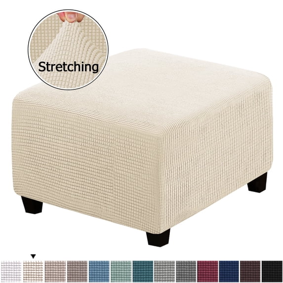 Yumcute Slipcovers, Folding Storage Stool Furniture Protector, Small Checks Jacquard, Beige
