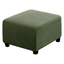 Square Ottoman Covers Ottoman Slipcovers Folding Storage Stool Furniture Protector Form Fit with Elastic Bottom, Stretch High Spandex Small Checks Jacquard Fabric Army Green S 13"- 17"