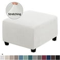 thumbnail image 1 of Square Ottoman Covers Ottoman Slipcovers Folding Storage Stool Furniture Protector Form Fit with Elastic Bottom, Stretch High Spandex Small Checks Jacquard Fabric White L 27"-30", 1 of 6