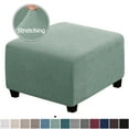 thumbnail image 1 of Square Ottoman Covers Ottoman Slipcovers Folding Storage Stool Furniture Protector Form Fit with Elastic Bottom, Stretch High Spandex Small Checks Jacquard Fabric Grey Green S 13"- 17", 1 of 6