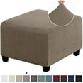 thumbnail image 1 of Square Ottoman Covers Slipcover Stretch Comfortable Jacquard Fabric with Elastic Bottom Form Fit Furniture Protector for Footrest Pouffe Foot Stool Storage, Removable Washable Spandex, 1 of 5