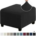 thumbnail image 1 of Square Ottoman Covers Slipcover Stretch Comfortable Jacquard Fabric with Elastic Bottom Form Fit Furniture Protector for Footrest Pouffe Foot Stool Storage, Removable Washable Spandex, 1 of 5