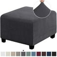 thumbnail image 1 of Square Ottoman Covers Slipcover Stretch Comfortable Jacquard Fabric with Elastic Bottom Form Fit Furniture Protector for Footrest Pouffe Foot Stool Storage, Removable Washable Spandex, 1 of 5