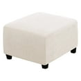 thumbnail image 1 of Square Ottoman Covers Ottoman Slipcovers Folding Storage Stool Furniture Protector Form Fit with Elastic Bottom, Stretch High Spandex Small Checks Jacquard Fabric White 01 M 17"- 22", 1 of 6
