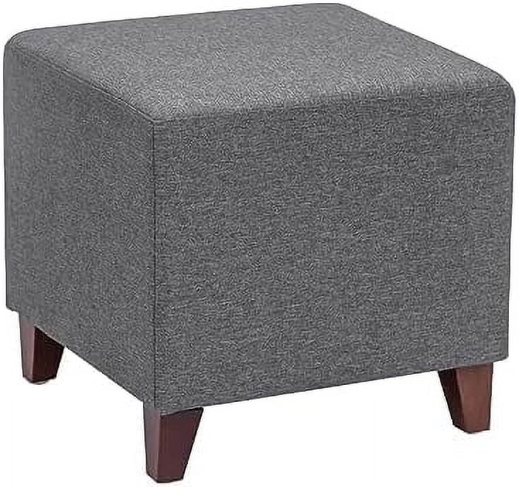 Square Ottoman Fabric Cube Foot Rest Stool with Wooden Legs, Footstool ...