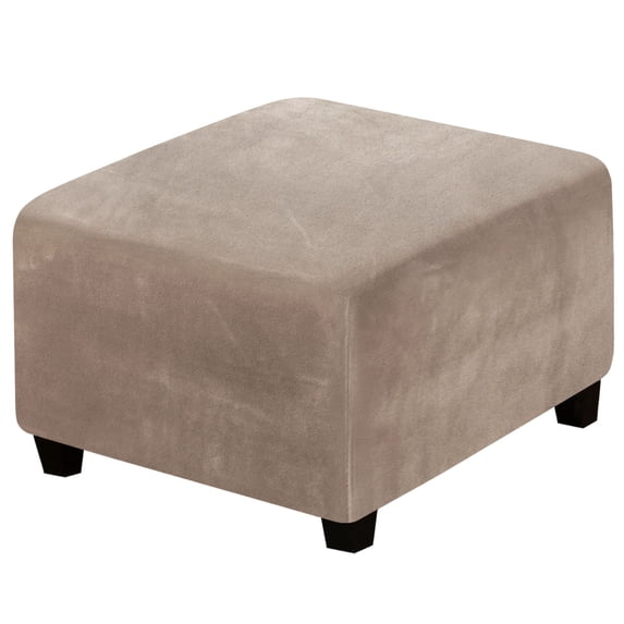 Square Ottoman Slipcover, Stretch Elastic Bottom Real Velvet Plush Fabric for Footstool Protector (Length 27-32 Inch)