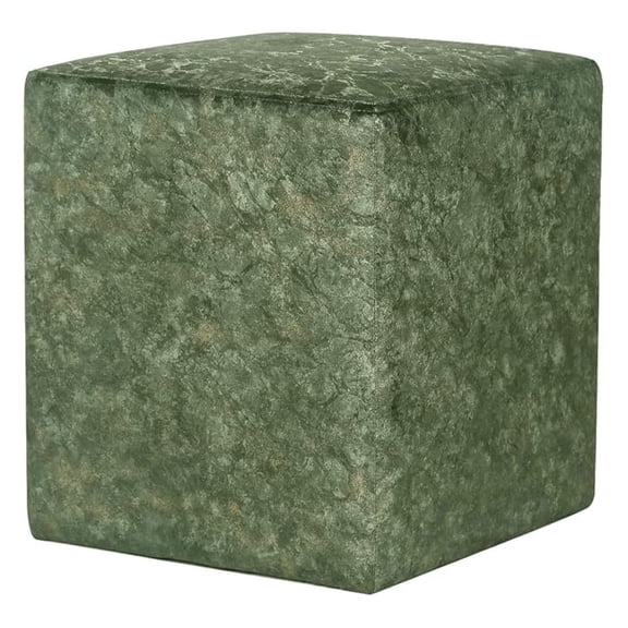 Square Ottoman Vanity Stool Fabric Upholstered Footrest Footstool with Non-Slip Pad, Modern Side Table Seating for Living Room Bedroom Home Office (Green)