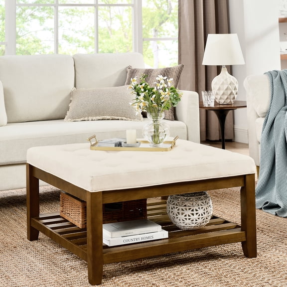 Square Ottoman with Natural Sponge Filling / Easy to Place and Use
