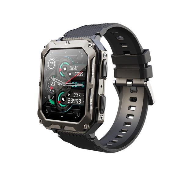 Square Outdoor Men Smart Watch IP68 Waterproof with Bluetooth Calling, Large Memory and 380mAh Long Lasting Battery Sleep Tracker for Sports