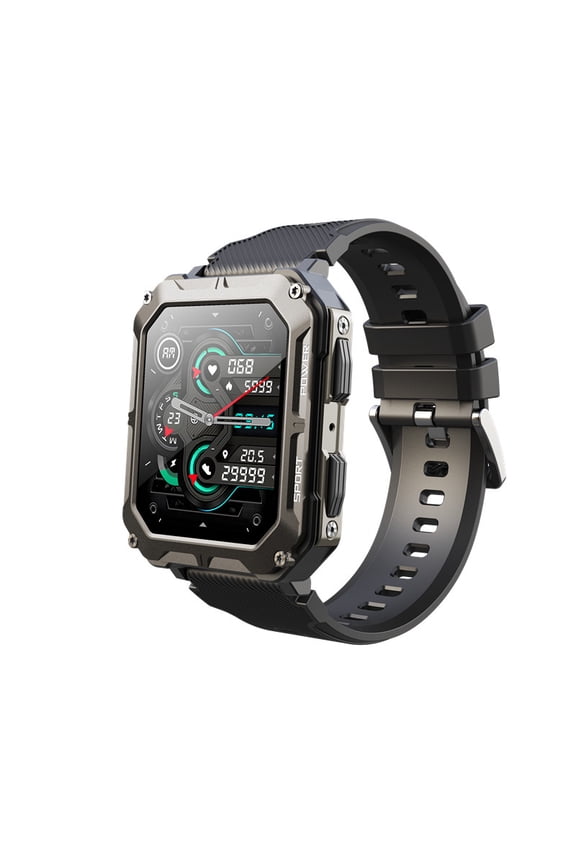 Square Outdoor Men Smart Watch IP68 Waterproof with Bluetooth Calling, Large Memory and 380mAh Long Lasting Battery Sleep Tracker for Sports