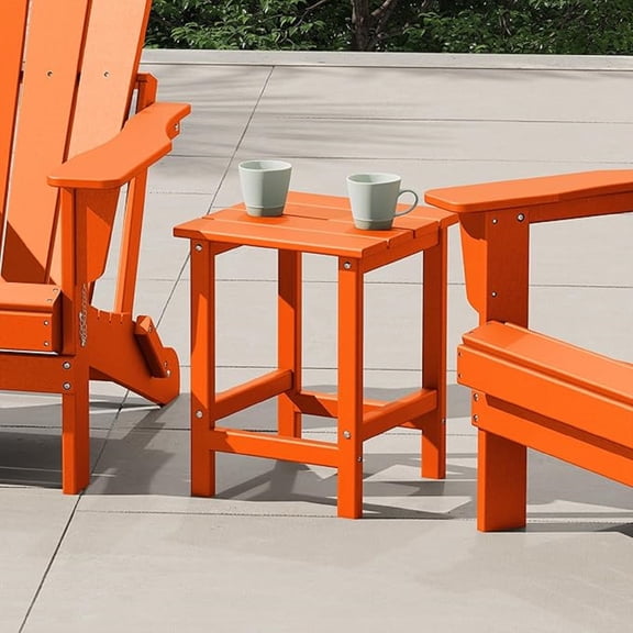 Square Outdoor Side Tables, Adirondack Patio Tables for Outside, HDPE Patio End Table Weather Resistant, Balcony Table for Pool, Seaside, Backyard, Porch, Indoor Companion, Orange