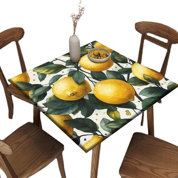 Square Outdoor Table Cloth, Lemon Grove Pattern Printed on Polyester Patio Table Cover, Perfect for Romantic Dinner Date Night, Fit for 32" x 32" Square Tables